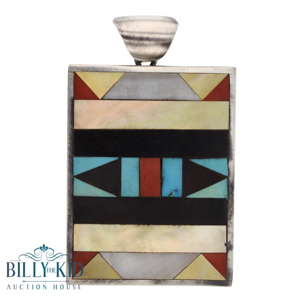 Old Pawn Zuni Inlay Multi Stone Pendant (1 of 2)