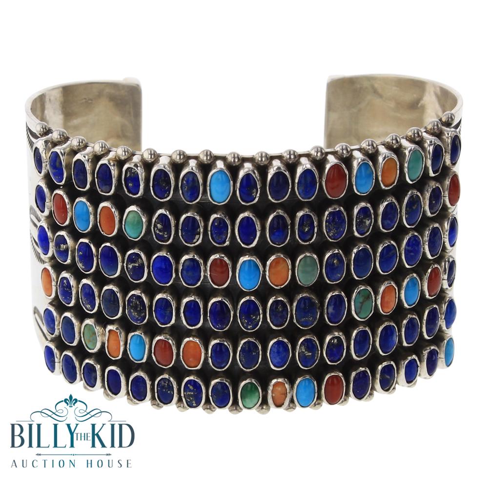 Dee Nez Six Row Multi Stone Wide Cuff Row Bracelet (1 of 3)