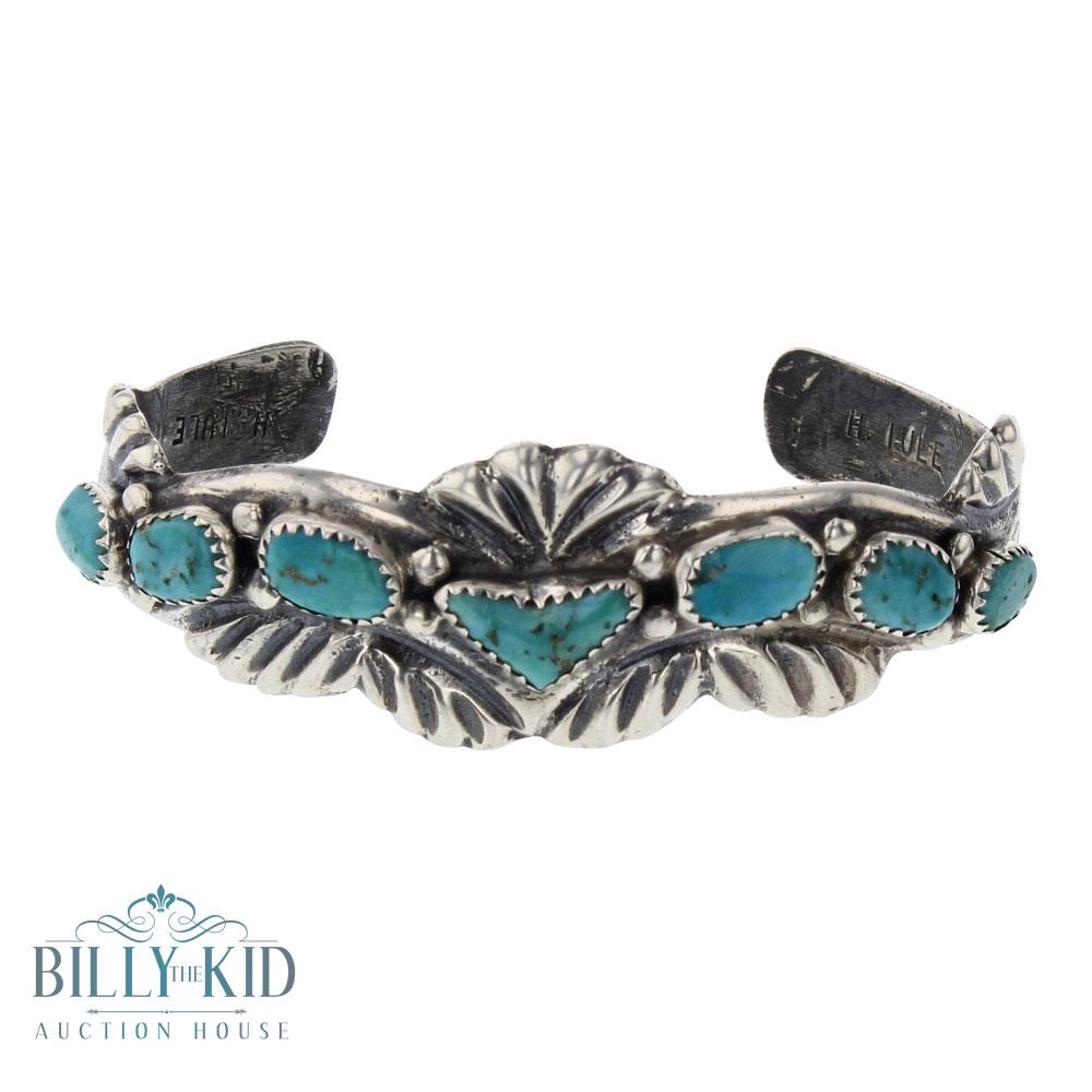 Old pawn Kingman Turquoise Nugget Sand Cast Cuff (1 of 3)