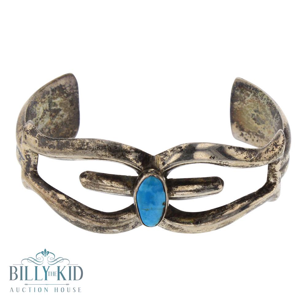 Pawn Kingman Turquoise  Sandcast Bracelet (1 of 3)