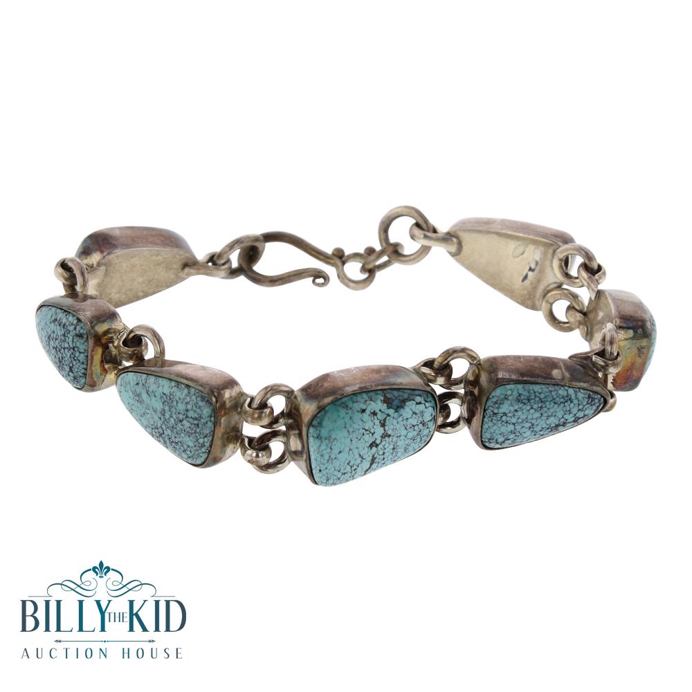 Vintage pawn Cloud Mountain Turquoise Link Bracelet (1 of 2)