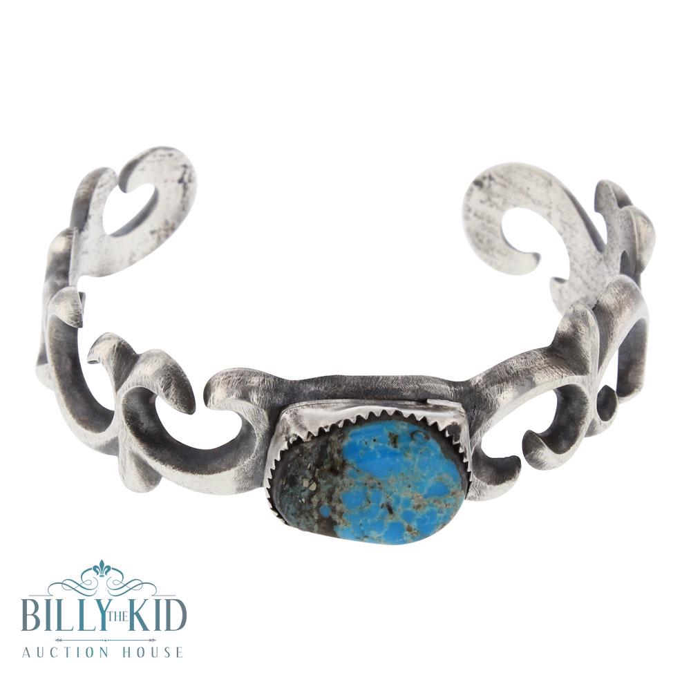 BY Blue Diamond Turquoise Sand Cast Bracelet (1 of 3)