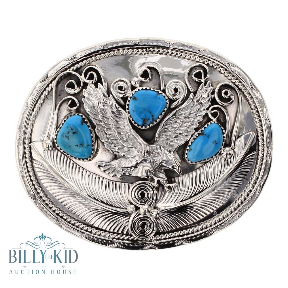 Contemporary Flying Eagle Turquoise Nugget Belt Buckle (1 of 2)