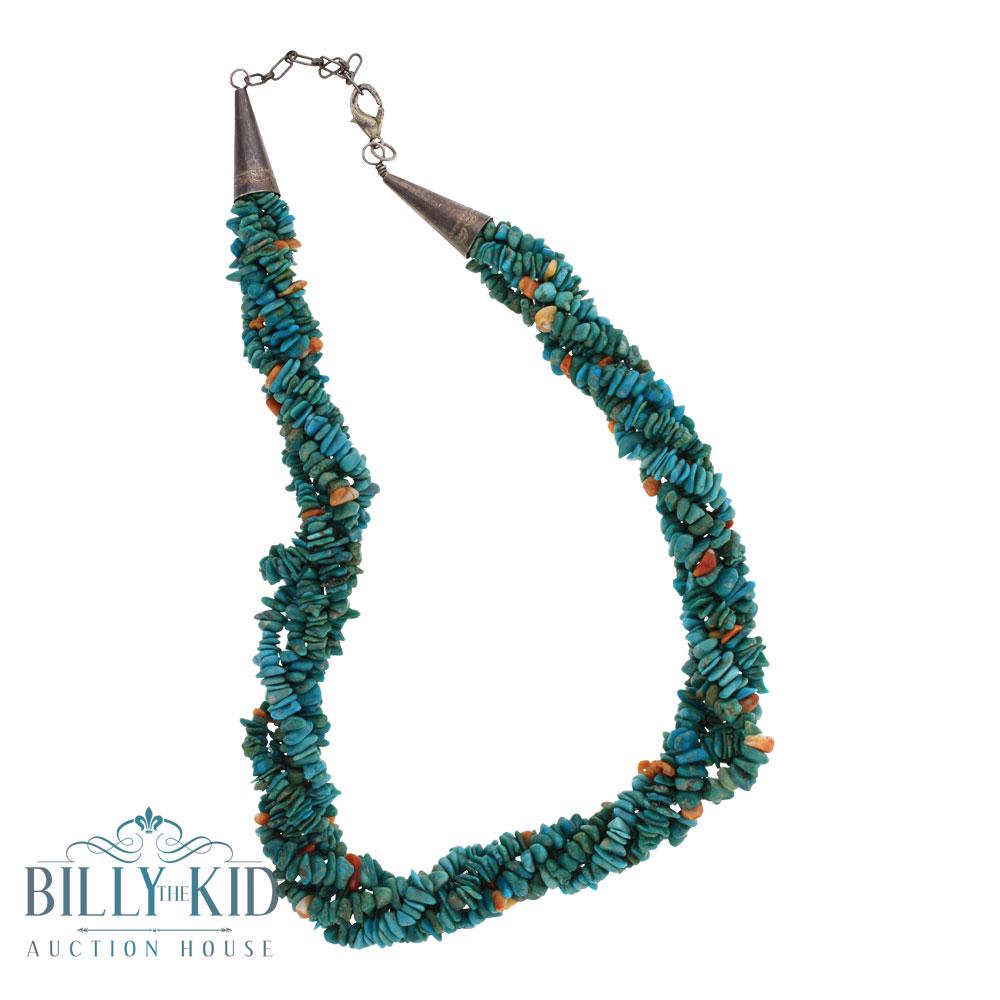 Five Strand Chip Turquoise & Spiny Oyster Braided (1 of 2)