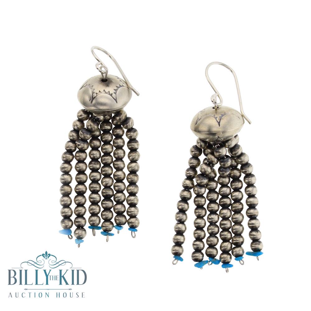 Navajo Pearls Dangle Earrings & Turquoise Chip Tips (1 of 2)