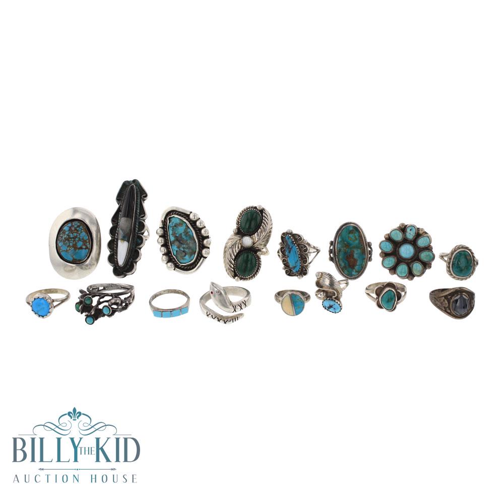 Vintage Pawn Navajo & Zuni Multi Stone Rings Lot of 16 (1 of 3)