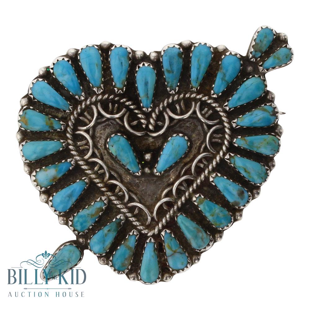 RNH Old Pawn Kingman Turquoise Heart Pin / Pendant (1 of 2)