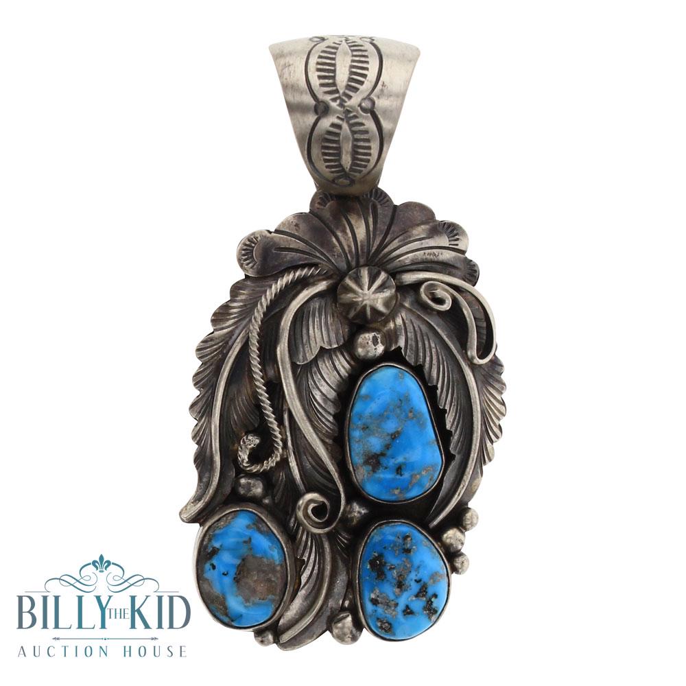 Jimmy Lee Morenci Turquoise Three Stone Leaf Work (1 of 2)