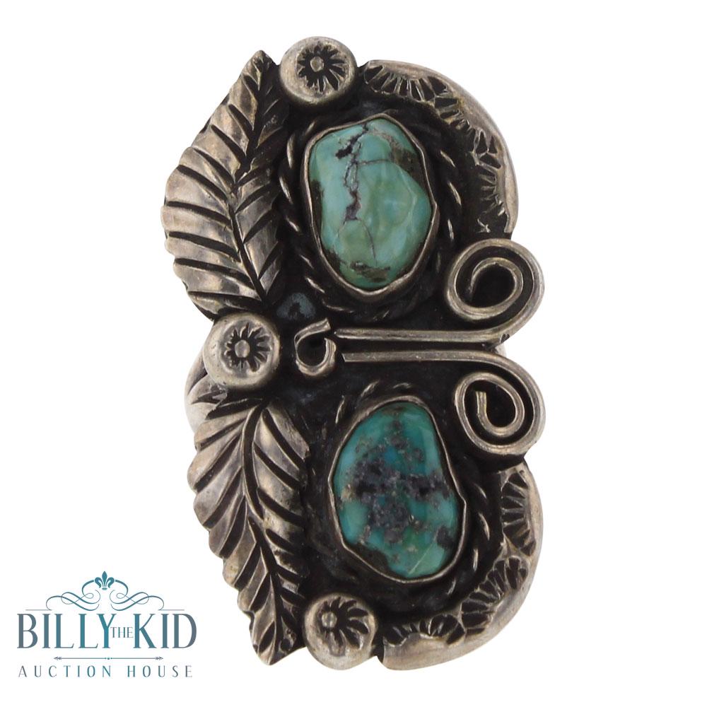 Old Pawn Nevada Nugget Green Turquoise Leaf Ring (1 of 3)