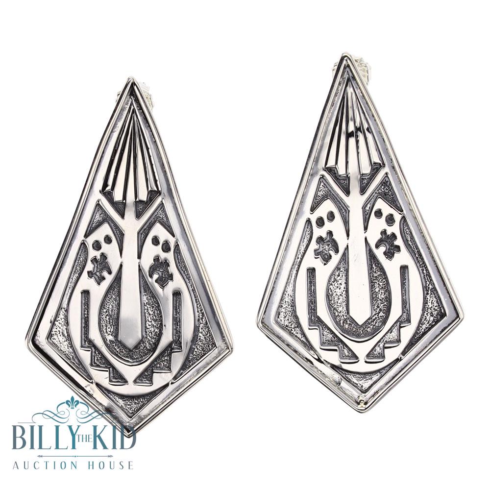 Randy Billy Plain Silver Overlay Horse Shoe Earrings (1 of 2)