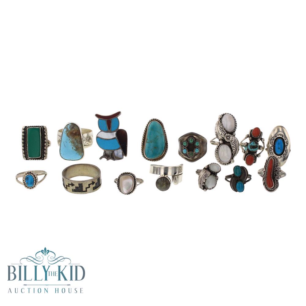 Vintage Pawn Navajo & Zuni Rings Lot of 15 (1 of 3)