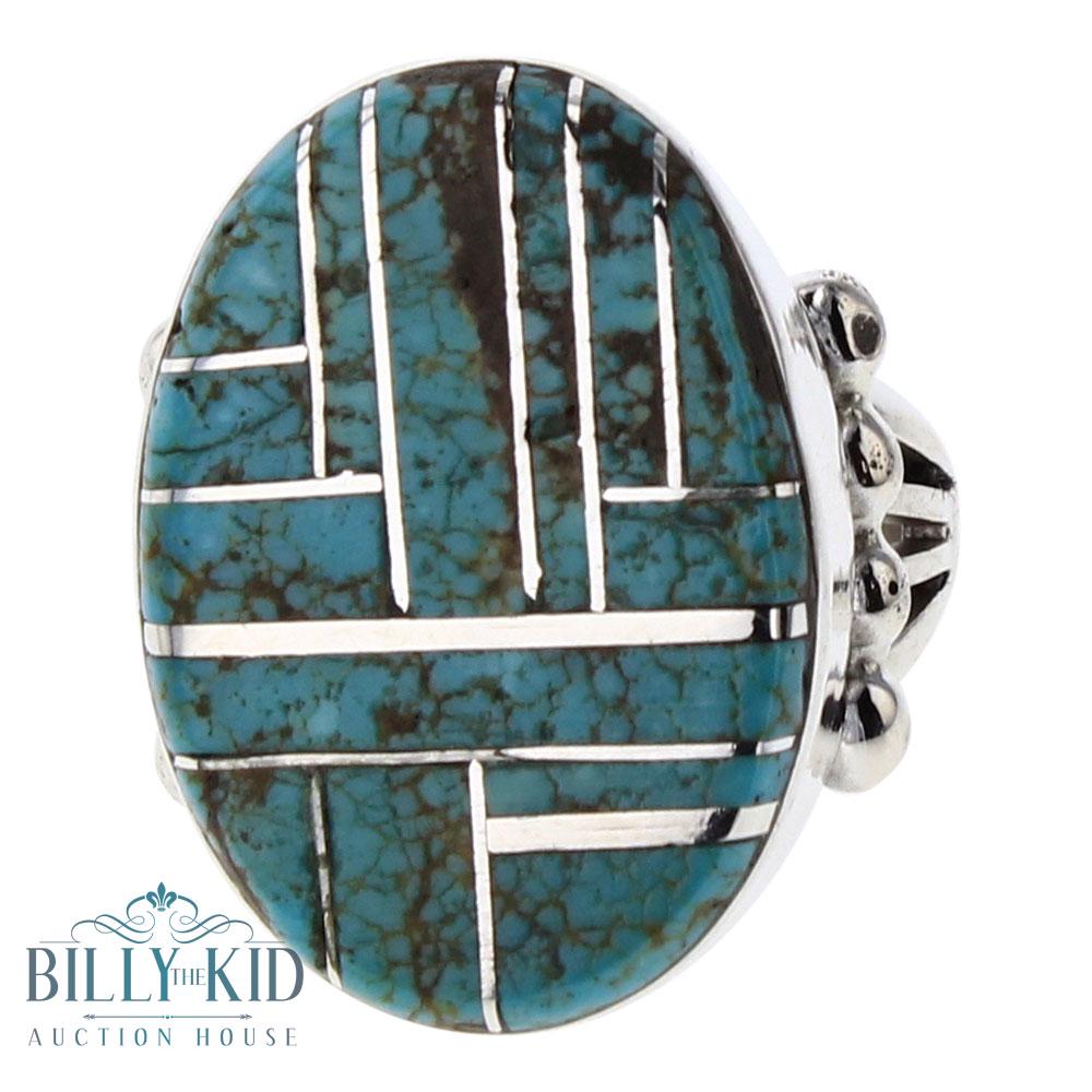 Paul Livingston Number Eight Turquoise Inlay Ring (1 of 3)