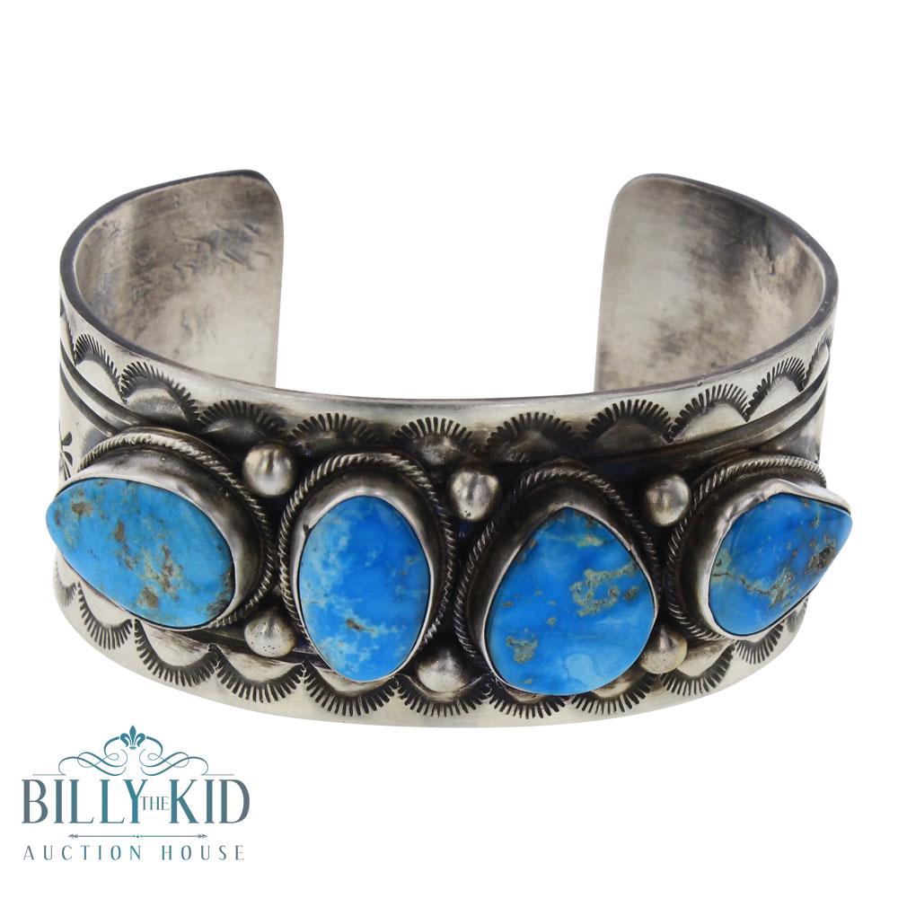 Bobby Johnson Blue Ridge Turquoise Stamp  Cuff Bracelet (1 of 3)
