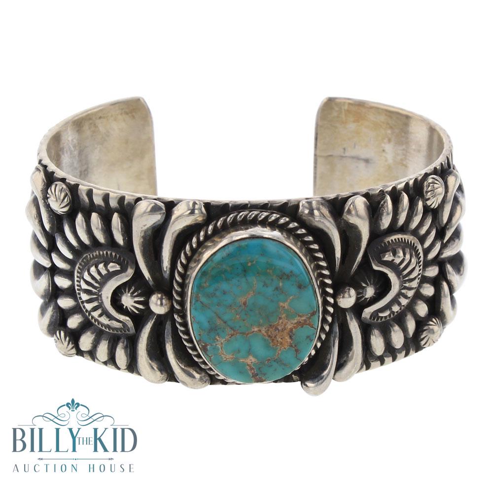 Darryl Becenti Nevada Turquoise  Bump out Stamp Cuff (1 of 3)