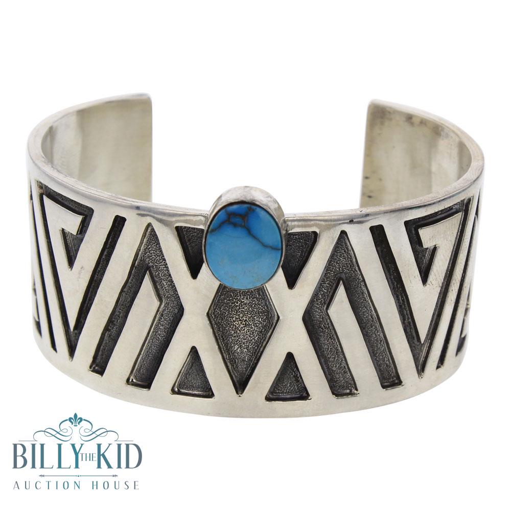 Randy Billy Candelaria Turquoise Overlay Cuff Bracelet (1 of 3)