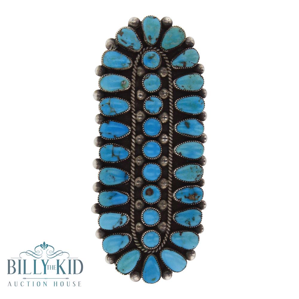 Old Pawn Kingman Turquoise Cluster Index Finger Ring (1 of 3)