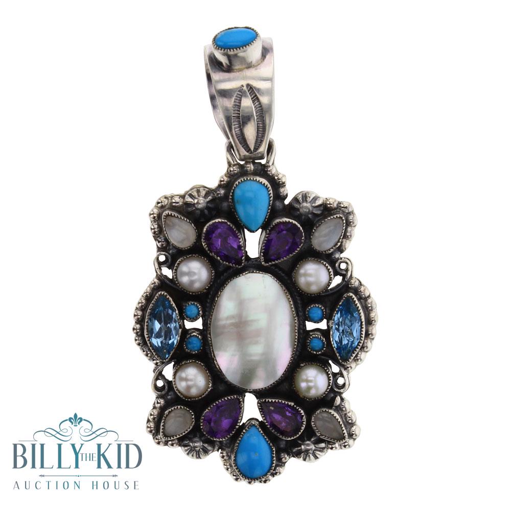 Leo Feeney Turquoise & Mixed Gem Stones Pendant (1 of 2)