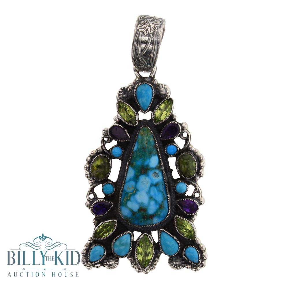 Leo Feeney Turquoise & Mixed Gem Stones Pendant (1 of 2)