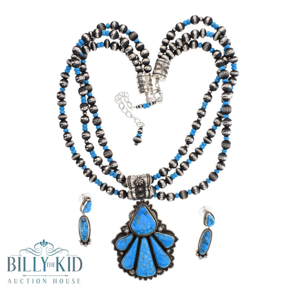 H. Piasso Water web Kingman Turquoise Necklace & (1 of 3)