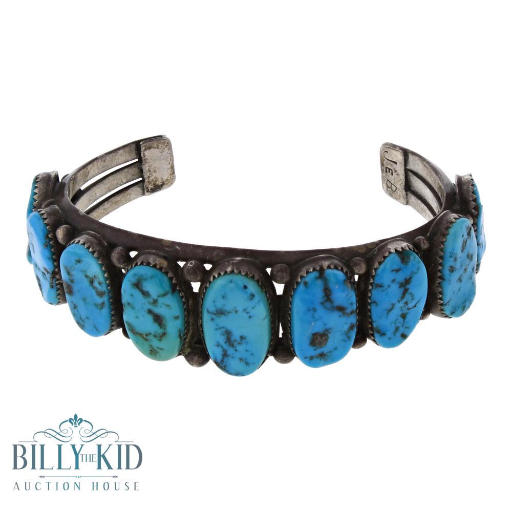 Old Pawn Sleeping Beauty Turquoise Nugget Row Cuff (1 of 3)