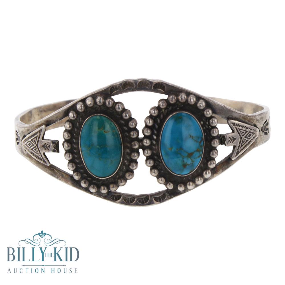 Old Pawn Blue Gem Turquoise Antique Fred Harvey (1 of 3)