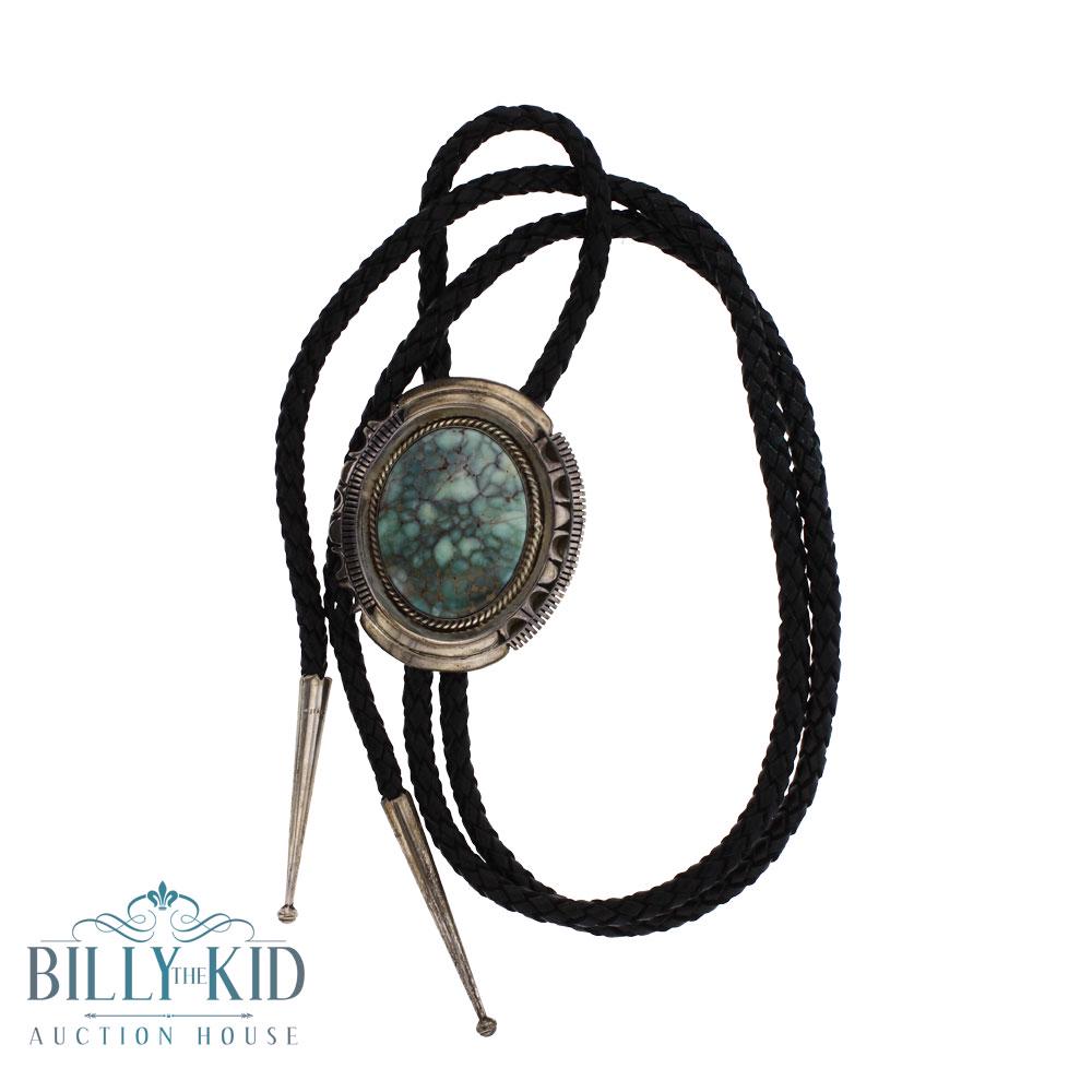 Old Pawn New Lander Turquoise Bolo Tie Double Stack Saw (1 of 3)