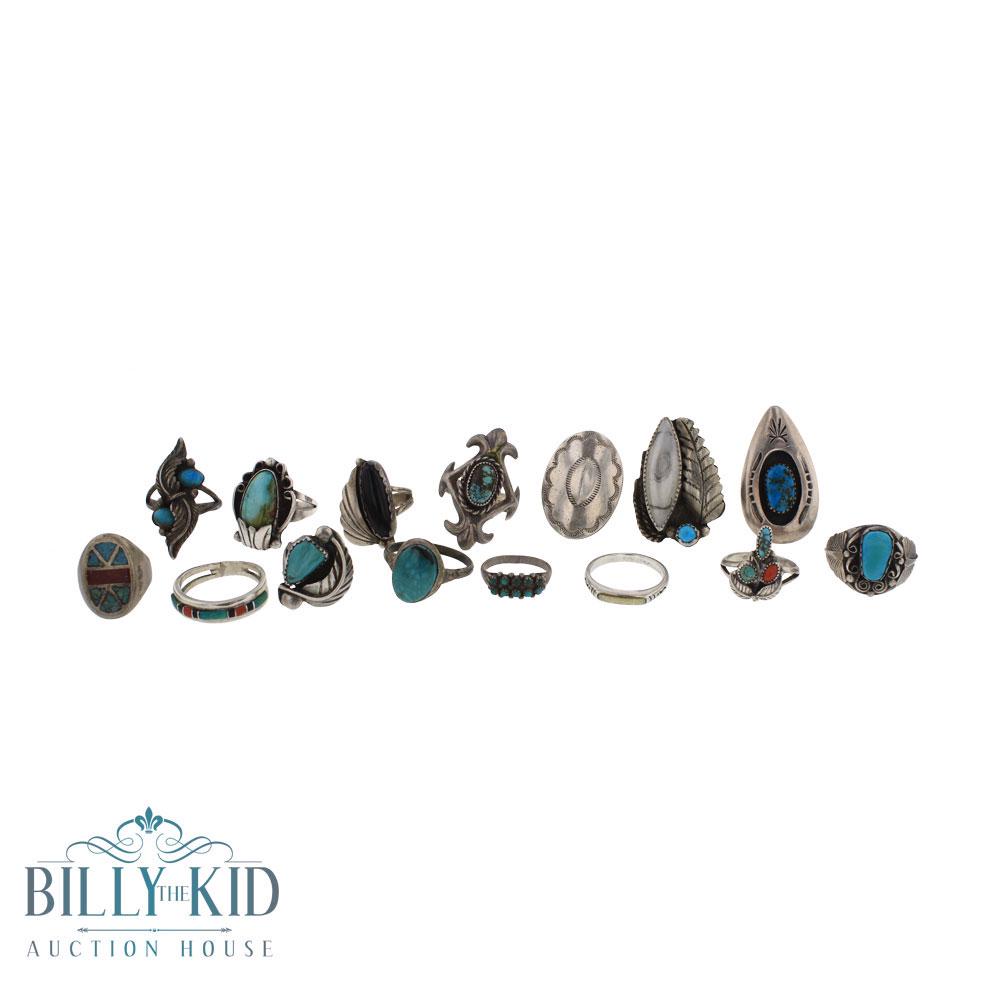 Vintage Pawn Turquoise Mixed Stones Navajo & Zuni Rings (1 of 3)