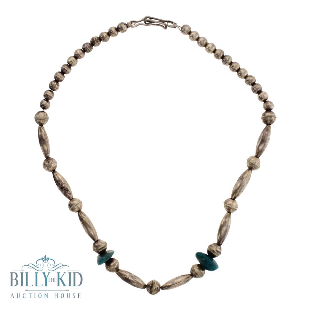 Old Pawn Bench Beads Necklace With Turquoise (1 of 2)