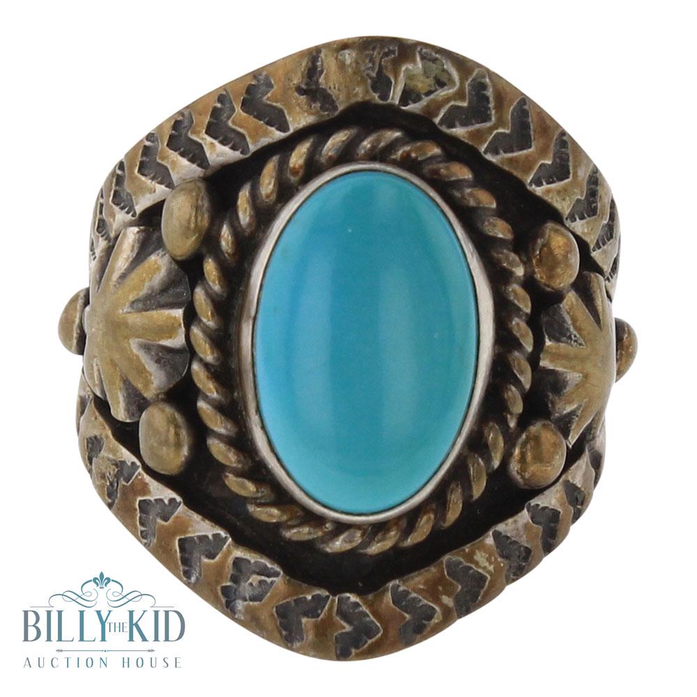 Old Pawn Raymond Beard Sleeping Beauty Turquoise Ring (1 of 3)