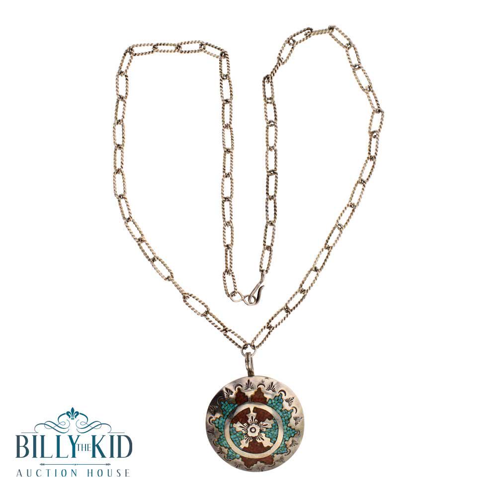 Old Pawn Turquoise & Coral Chip Inlay Necklace (1 of 3)