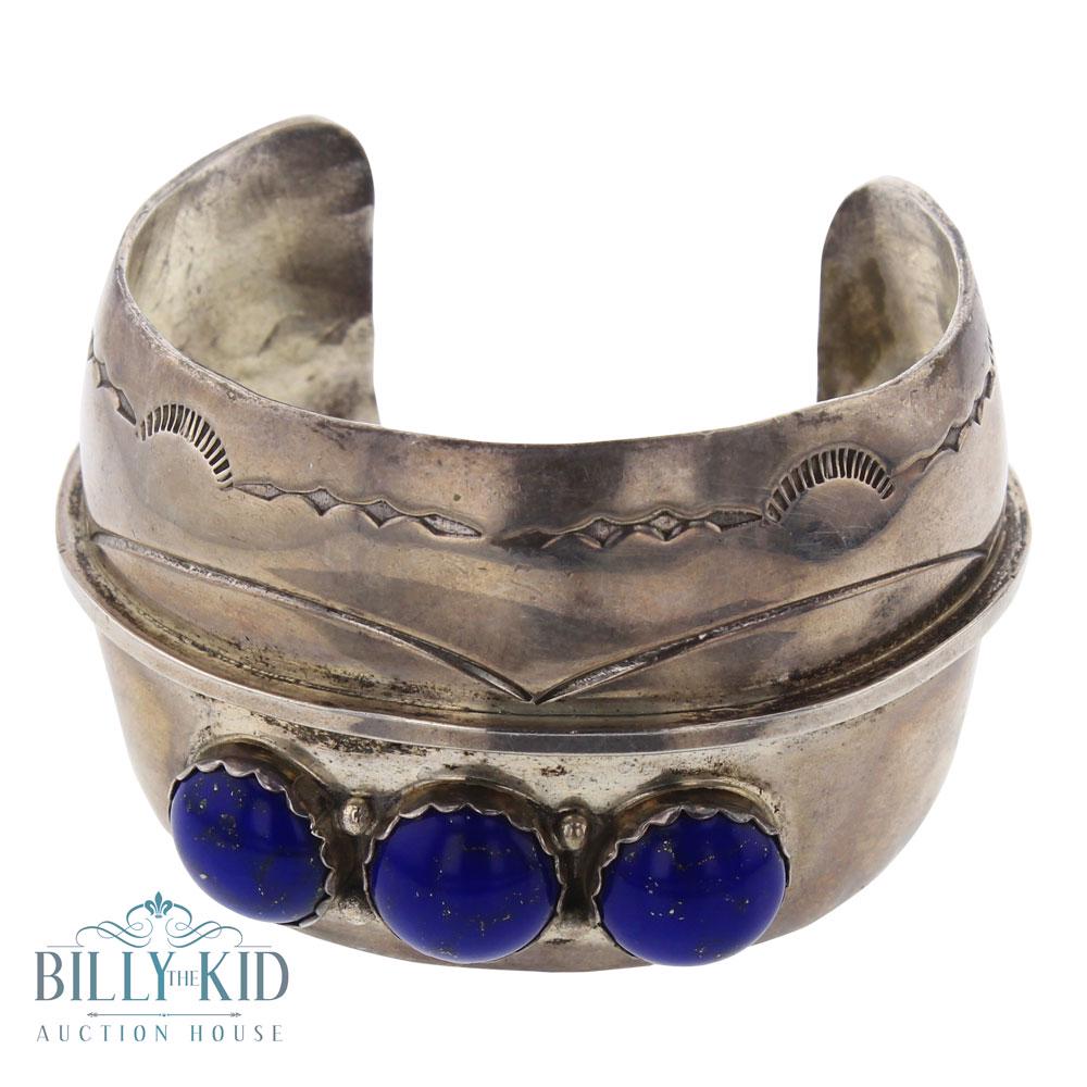 Vintage Lapis Wide Cuff Bracelet (1 of 3)