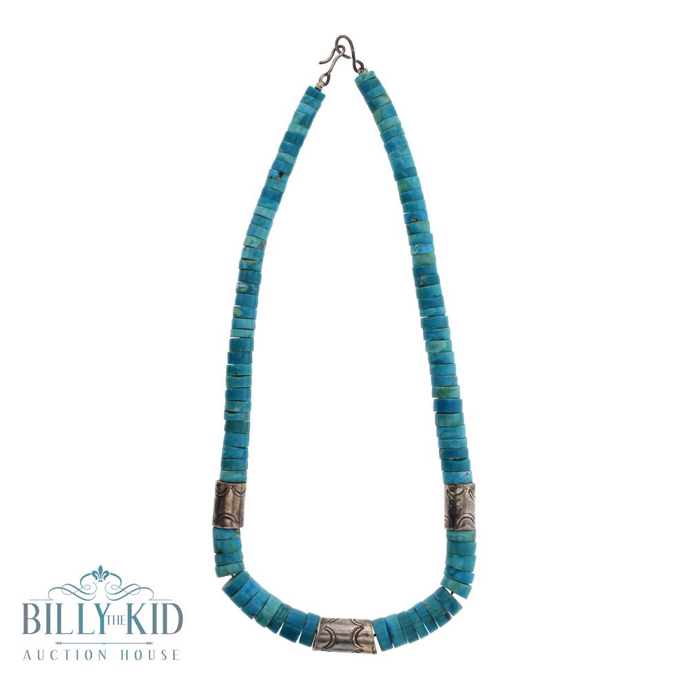 Old Pawn Kingman Turquoise Discs & Silver Barrel (1 of 2)