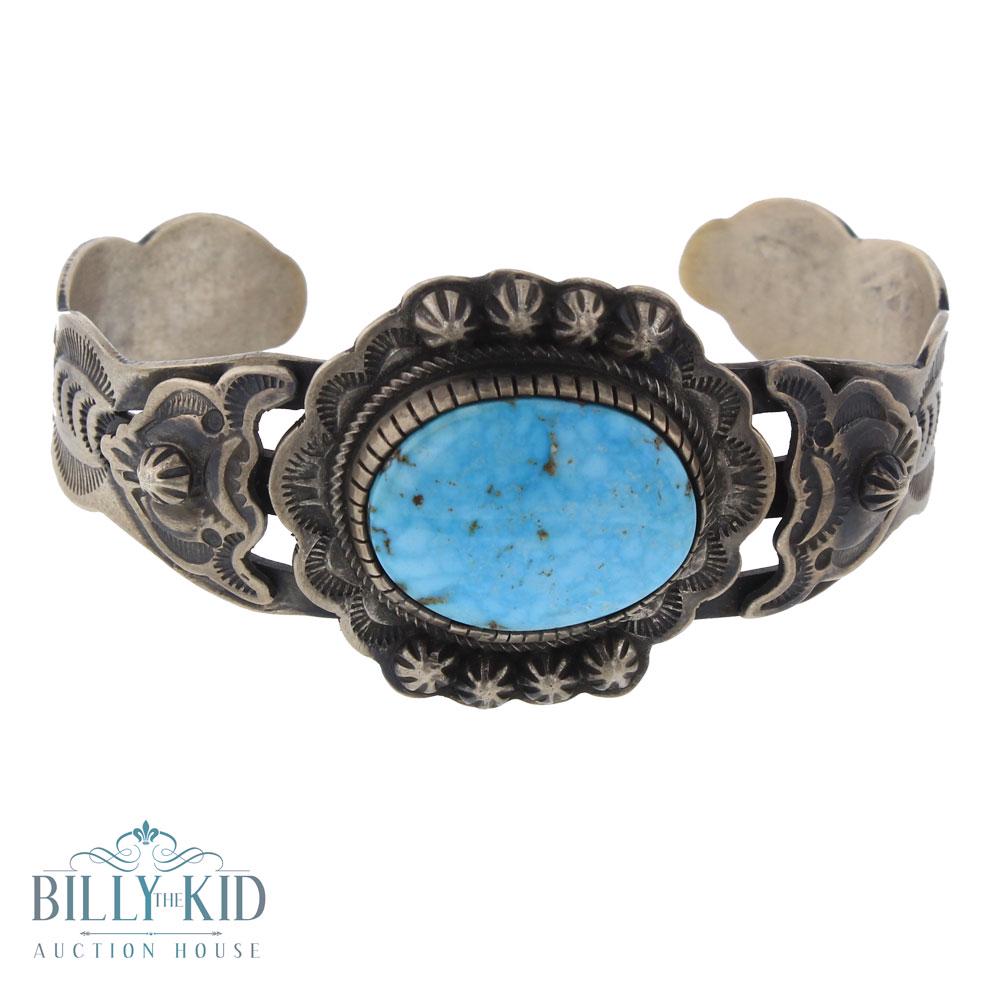 Lorenzo Juan Kingman Turquoise Heavy Stamp Bracelet (1 of 3)