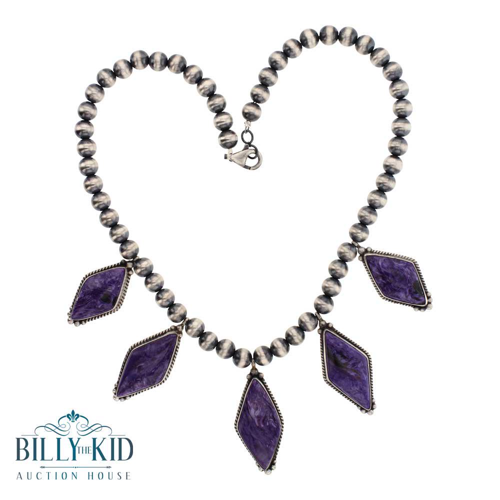 Elouise Kee Charoite & Navajo Pearls Beads Necklace (1 of 3)
