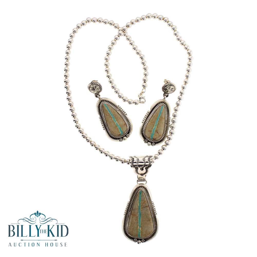 Ray Delgarito Boulder Turquoise Necklace & Earrings Set (1 of 3)