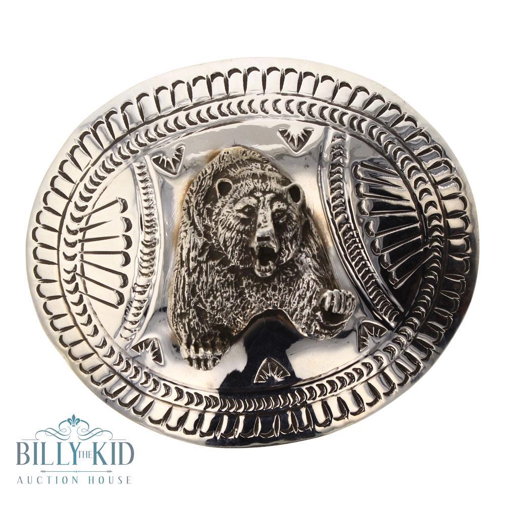 Carson B Bear Design Stamped Belt Buckle (1 of 2)