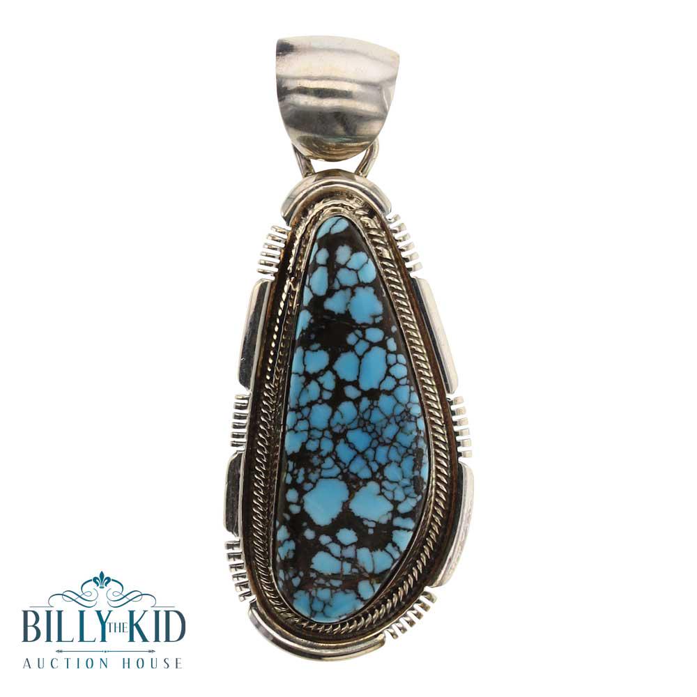 Kevin Willie Spiderweb Turquoise Pendant (1 of 2)