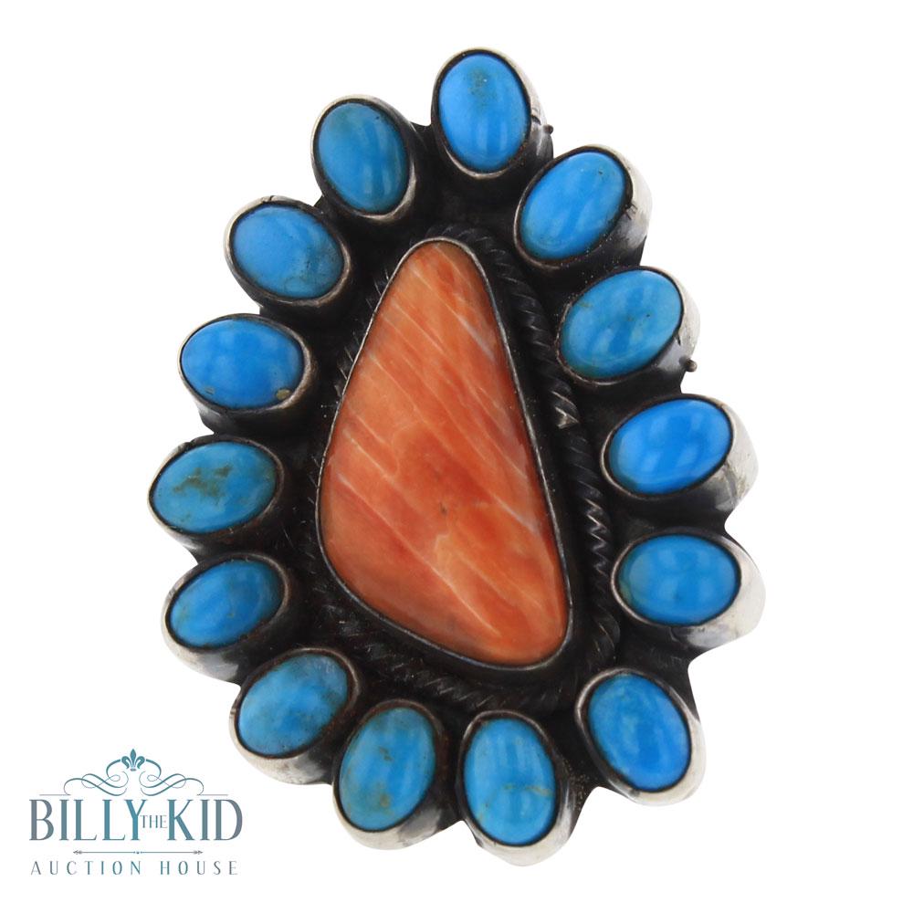 Boyd Ashley Kingman Turquoise Spiny Oyster Cluster Ring (1 of 3)