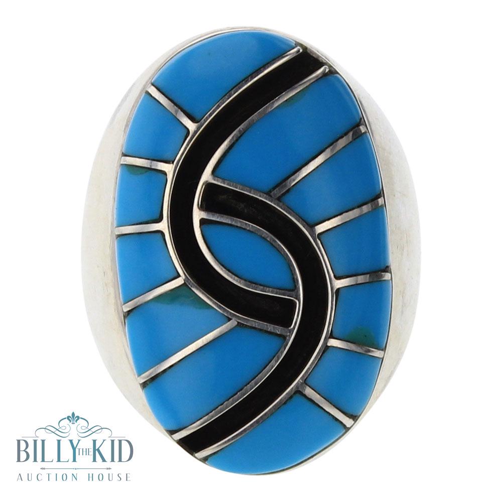 Amy Quandelacy Sleeping Beauty Turquoise Zuni Inly Ring (1 of 4)