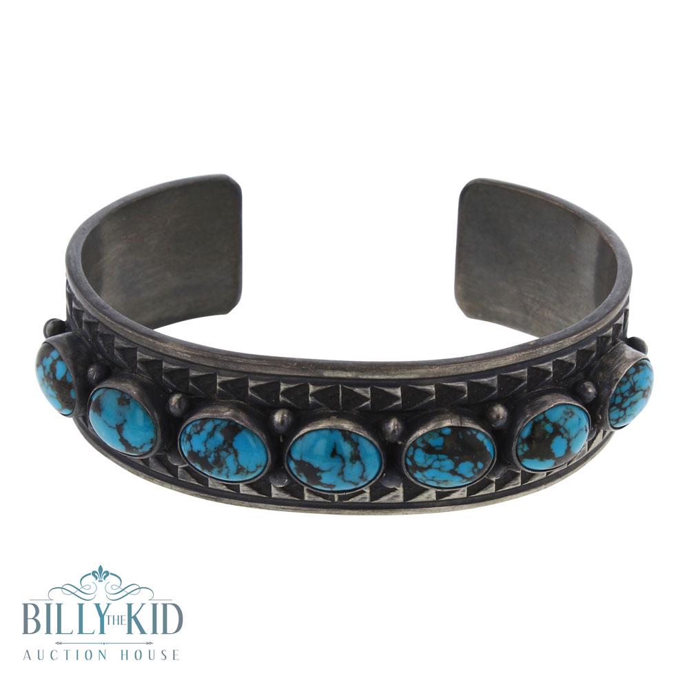 Vintage Ray Bennet Turquoise Row Cuff Bracelet (1 of 3)