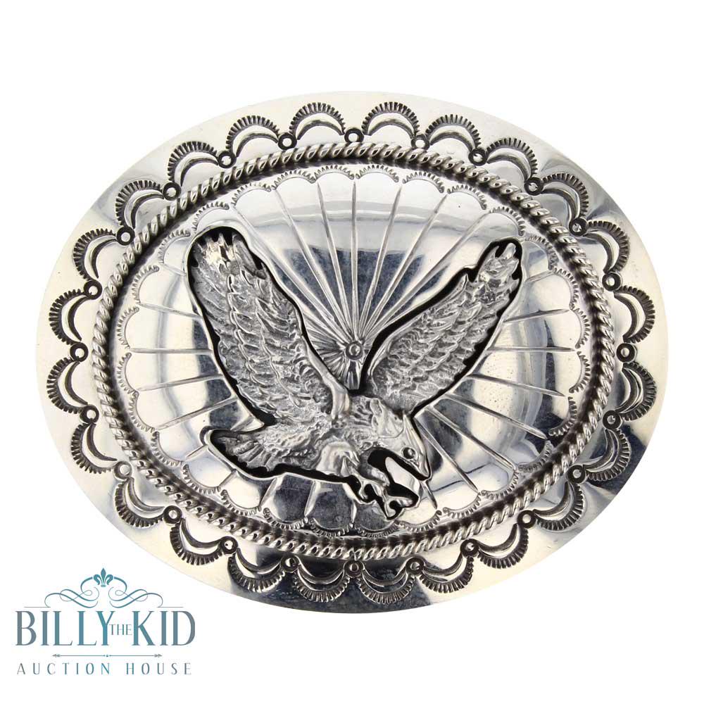 WM Plain Silver Soaring Eagle Belt Buckle (1 of 2)