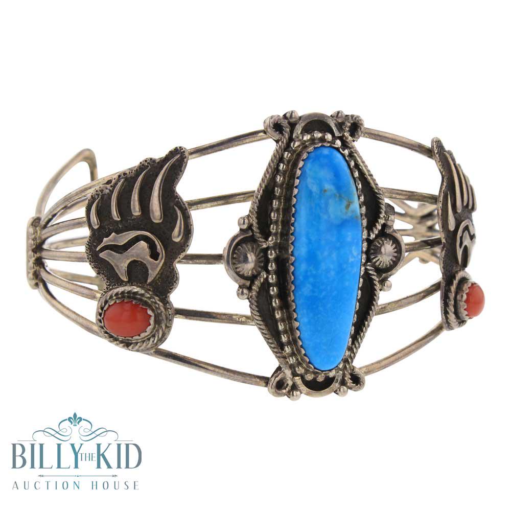 RB Blue Bird Turquoise & Mediterranean Coral Bracelet (1 of 3)