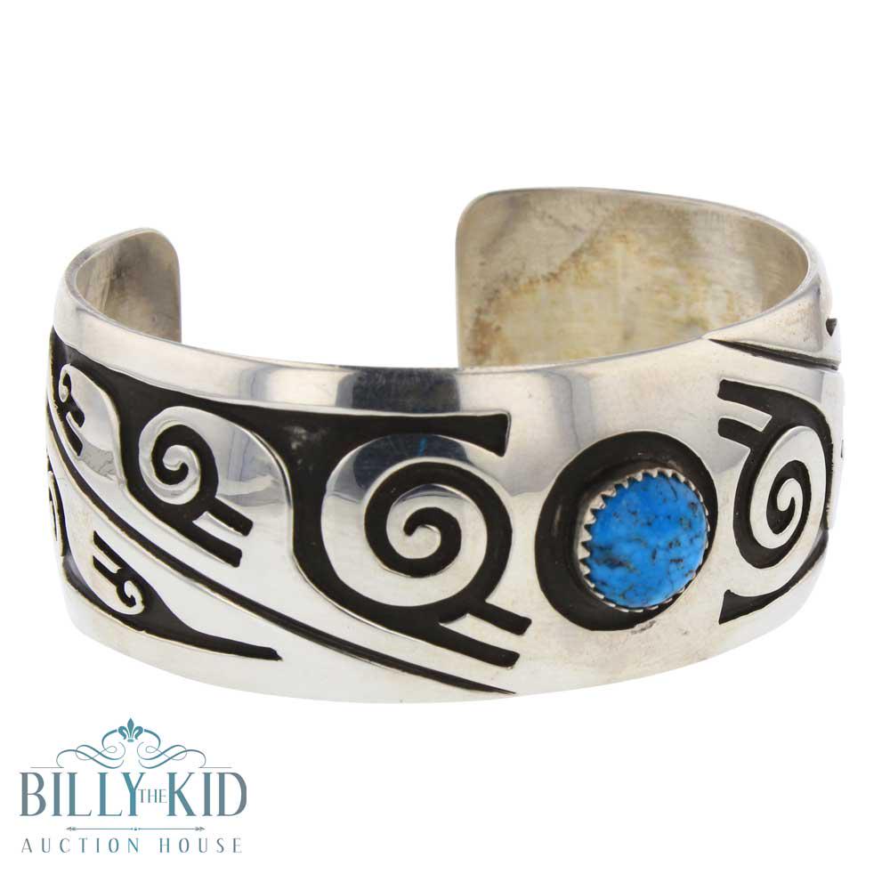 Rosco Scott Kingman Turquoise Overlay Cuff Bracelet (1 of 3)