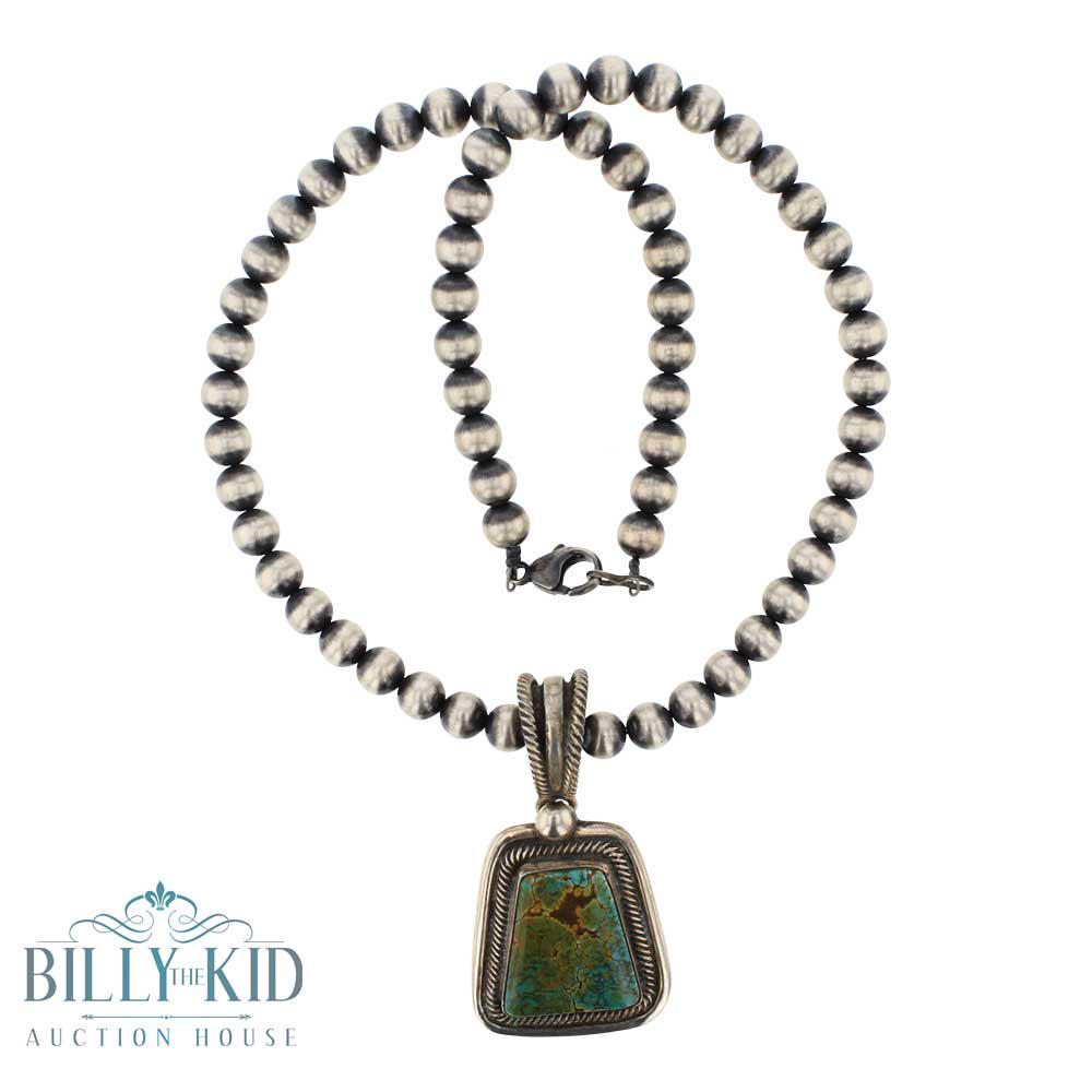 Rick Martinez Spiderweb Turquoise Pendant  on Navajo (1 of 3)