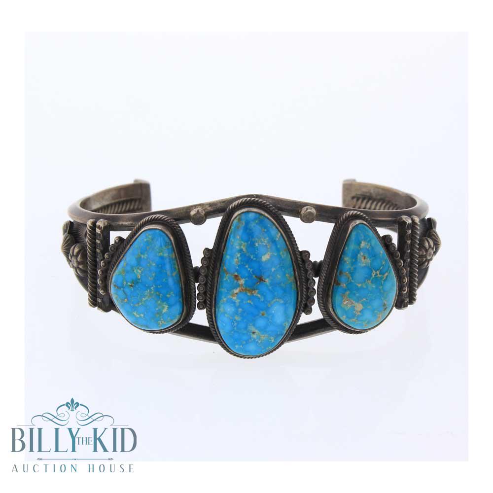 Three Stone Kingman Turquoise Bracelet (1 of 3)
