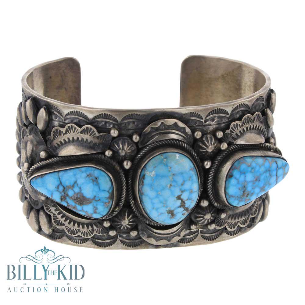 Danny Clark Kingman Turquoise Three Stone Heavy Stamp (1 of 4)