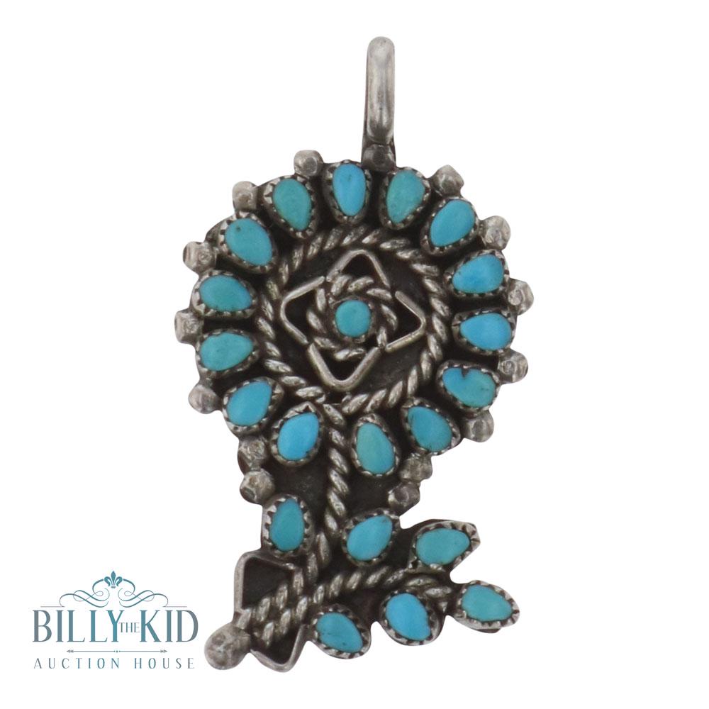 Old Pawn  Turquoise Cluster Flower Pendant (1 of 2)