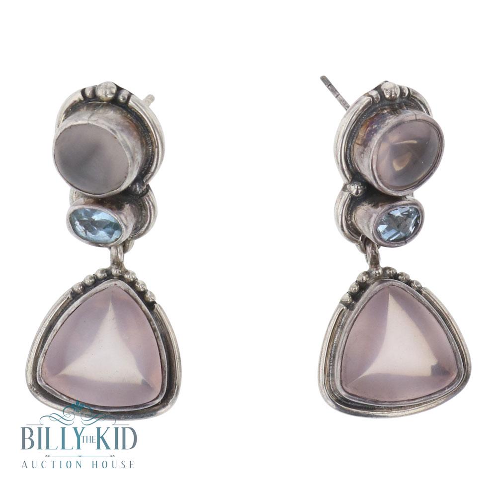 Southwest Rose Quartz and Topaz Earrings (1 of 2)