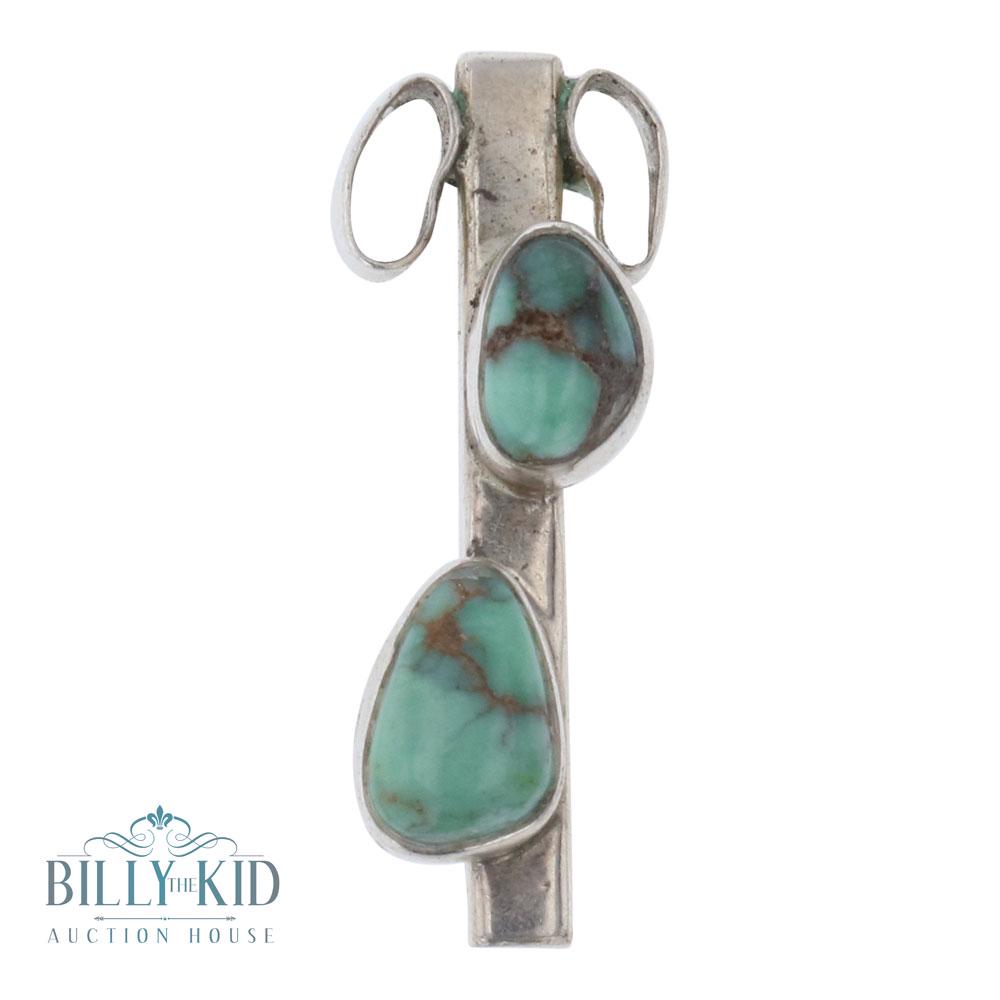 Lilly Barrack Vintage Turquoise Pendant: Sterling Silver | Genuine Turquoise | Lilly Barrack Vintage Turquoise Pendant | Southwest New Mexico USA | Weight:8.6 Grams, | Dimensions: Pendant: .5" x 1.5" | Signed: Lilly Barrack