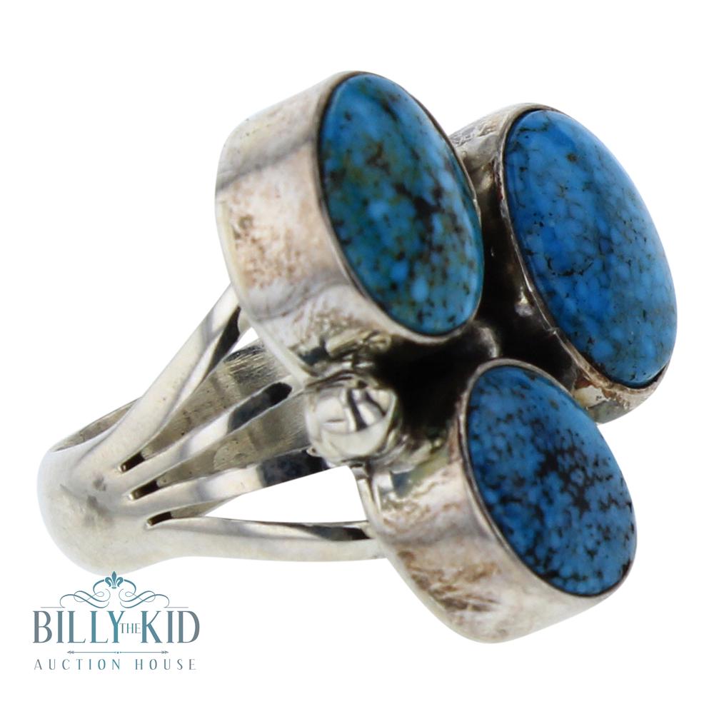 Paul Livingston Birdseye Kingman Turquoise Cluster Ring (1 of 2)